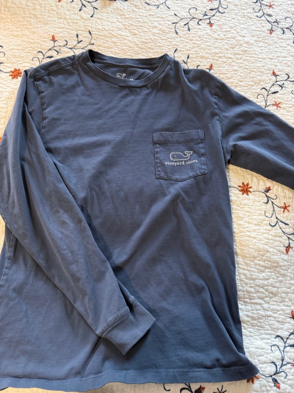 Vineyard Vines Navy Blue Long-Sleeve Pocket Tee